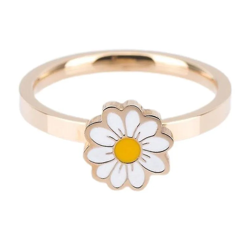 ANILLO AJUSTABLE DE BANDA DE MUJER RETRO ANTIANSIEDAD OPEN DAISY FLOWER SPINNING RING
