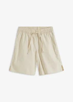 Bermudas con lino gris guijarro