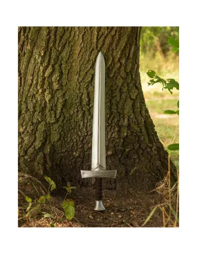 Espada medieval corta LARP modelo Norrick, acabado acero