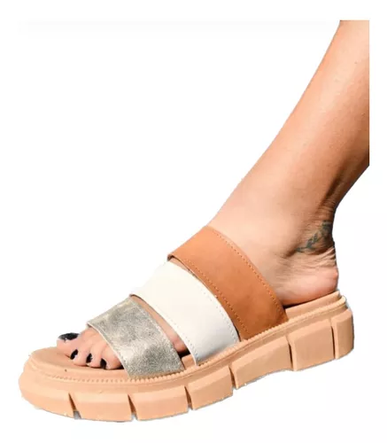 Sandalia De Mujer Tres Tiras Cómoda Moda Eco Cuero Art-215